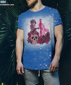 halloween sugar skull in october we wear pink bleached t shirt breast cancer skull bleached shirt 5 K3ADL