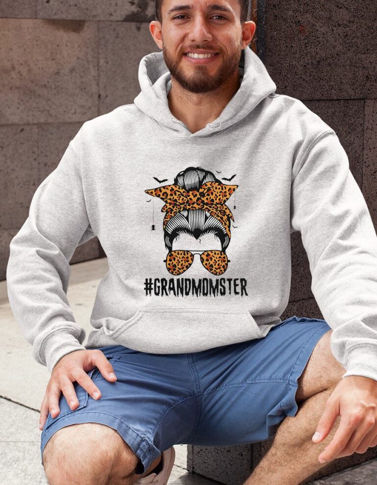 Grandmomster Messy Bun Leopard Glasses Halloween Shirt