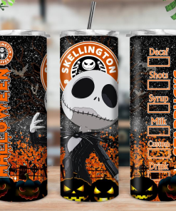 Horrific Movies Cartoon Jack Skeleton Halloween Skinny Tumbler