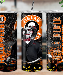 Horrific Movies Pumpkin Halloween Serial Killer Skinny Tumbler