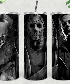 Horror Movie Friends Tumbler Skinny Tumbler Horror Friends Halloween