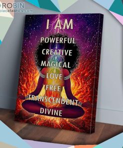 I Am Powerful Creative Magical Black Girl Yoga Matte Wall Art (Canvas And Poster)
