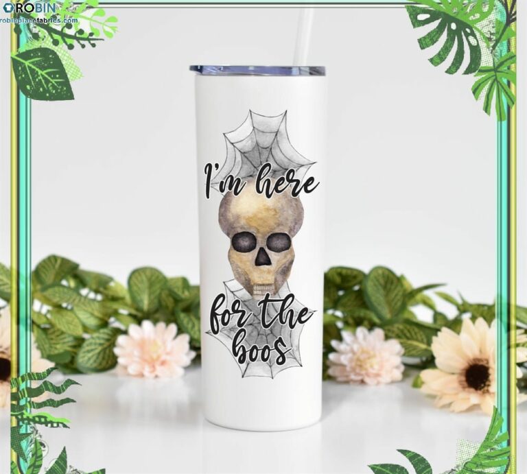 Im Here For The Boos – White Skinny Tumbler With Straw
