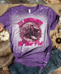 in october we wear pink funny hocus pocus bleached t shirt halloween witch breast cancer awareness bleach shirt 3 Evpv8