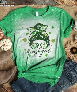 irish girl funny st patricks day girl shamrock bleached t shirt 1 V8KJw