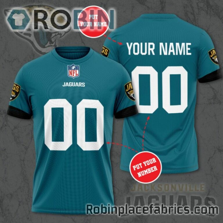 Jacksonville Jaguars Custom Shirt – Personalized Name & Number Football 3D All Over Print T – Shirt