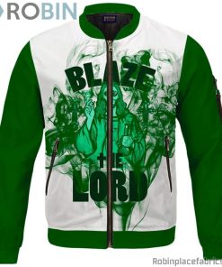 Jesus Smokes Blaze The Lord Funny Art 420 Marijuana Bomber Jacket Jesus Smokes Blaze The Lord Funny Art 420 Marijuana Bomber Jacket