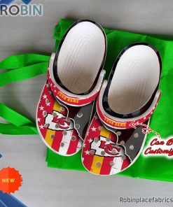 Kansas City Chiefs Crocs – Personalized KC Chiefs Team American Flag Line Clog Shoes