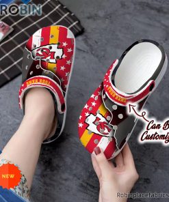 Kansas City Chiefs Crocs – Personalized KC Chiefs Team American Flag Line Clog Shoes