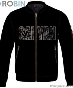 Kush Collective Marijuana Saiyan Logo Black Awesome Bomber Jacket