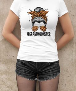 Grandmomster Messy Bun Leopard Glasses Halloween Shirt