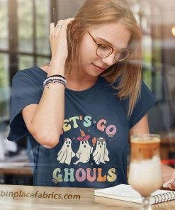 ladies t shirt retro groovy lets go ghouls halloween ghost outfit costumes ntbvfr