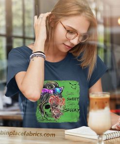 ladies t shirt sweet and spooky bun hair pumpkin leopard halloween costume fvomcy