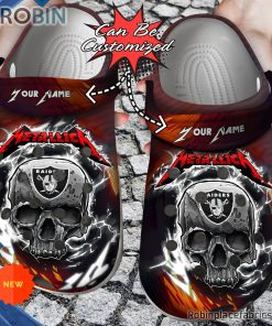 Las Vegas Raiders Crocs – Personalized Skull Lightning Metallica Clog Shoes