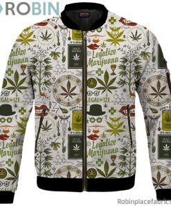 Legalize Marijuana Seamless Pattern Dope Art Bomber Jacket