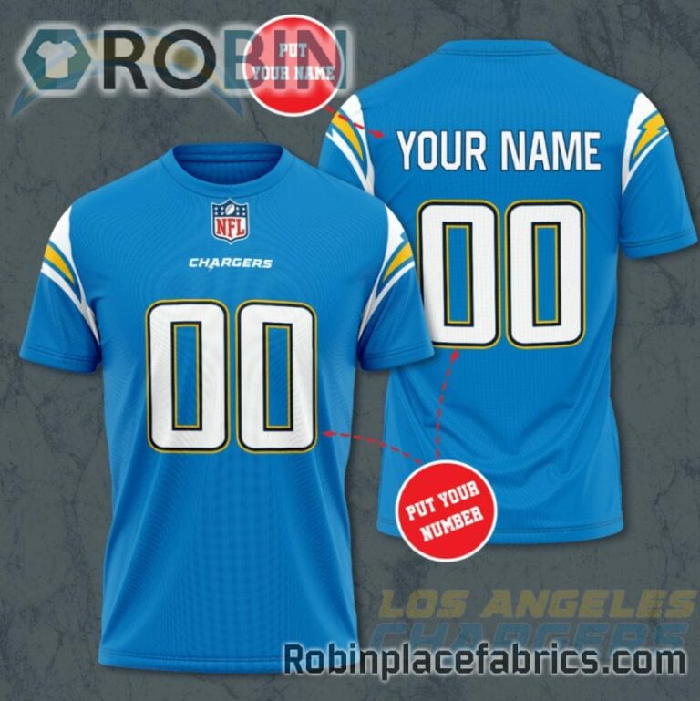 Los Angeles Chargers Custom Shirt – Personalized Name & Number Football 3D All Over Print T – Shirt