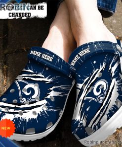 Los Angeles Rams Crocs – Personalized LA Rams Football Ripped Claw Clog Shoes
