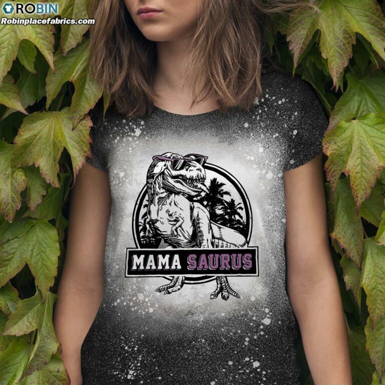Mamasaurus Funny Dinosaur Bleached T-Shirt – Funny Bleach Shirt For Mom