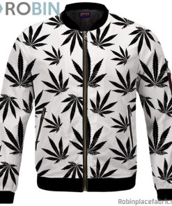 Marijuana Cool White Black Pattern Awesome Bomber Jacket
