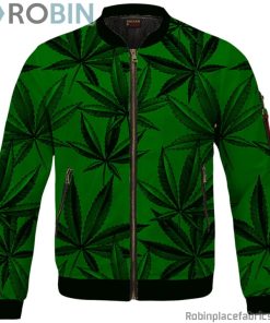 Marijuana Leaves Dope Dark Green Minimalist Bomber Jacket