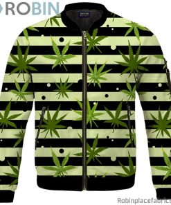 Marijuana Weed 420 Stripes All Over Bomber Jacket Marijuana Weed 420 Stripes All Over Bomber Jacket