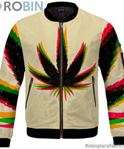 Marijuana Weed Trippy Colors Cool Awesome Bomber Jacket
