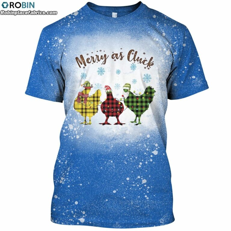 Merry As Cluck Chicken Claus Funny Christmas Holiday Bleached T-Shirt
