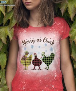 Merry As Cluck Chicken Claus Funny Christmas Holiday Bleached T-Shirt
