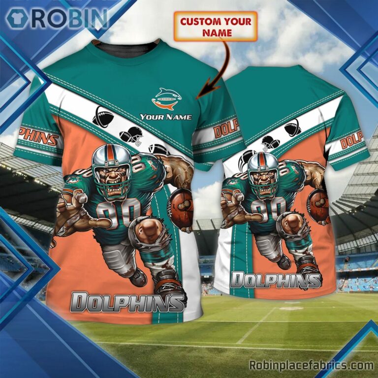 Miami Dolphins Custom Shirt – Customer Name Player Rushing Special 3D T Shirt