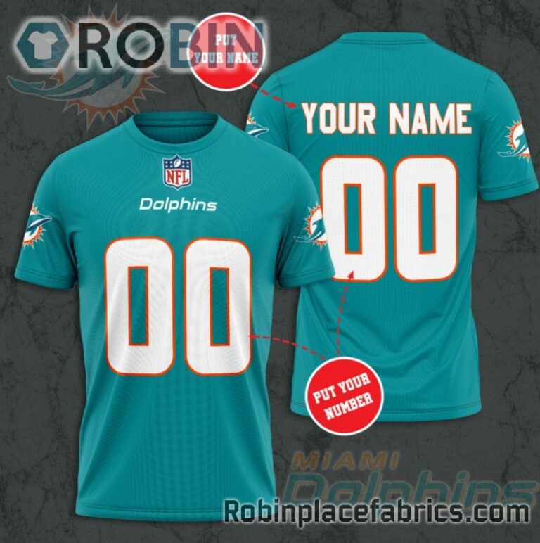 Miami Dolphins Custom Shirt – Personalized Name & Number Football 3D All Over Print T – Shirt