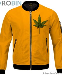 Minimalist Real Marijuana Leaf Awesome 420 Bomber Jacket