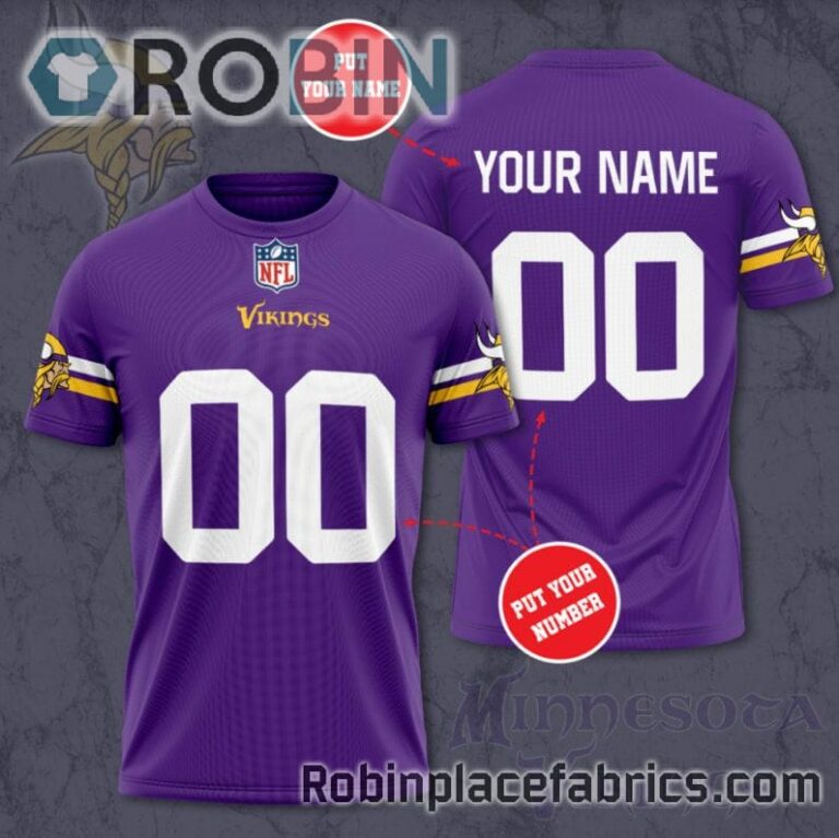 Minnesota Vikings Custom Shirt – Personalized Name & Number Football 3D All Over Print T – Shirt