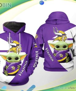 Minnesota Vikings Nfl Baby Yoda Team 3d Printed Hoodie