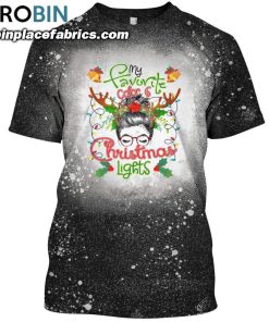 my favorite color is christmas lights messy bun xmas bleached t shirt christmas bleached tee for women 55 I45Qh