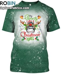 my favorite color is christmas lights messy bun xmas bleached t shirt christmas bleached tee for women 56 OCHom
