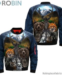 Native American Clothing Bear Wolf Owl Bomber Jacket