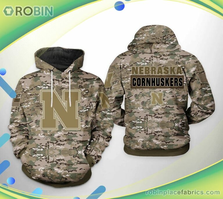 Nebraska Cornhuskers Ncaa Camo Veteran 3d Printed Hoodie