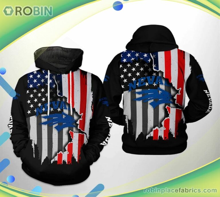 Nevada Wolf Pack Ncaa Us Flag 3d Printed Hoodie