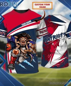 New England Patriots Custom Shirt – Custom Name Rushing AOP 3D T Shirt