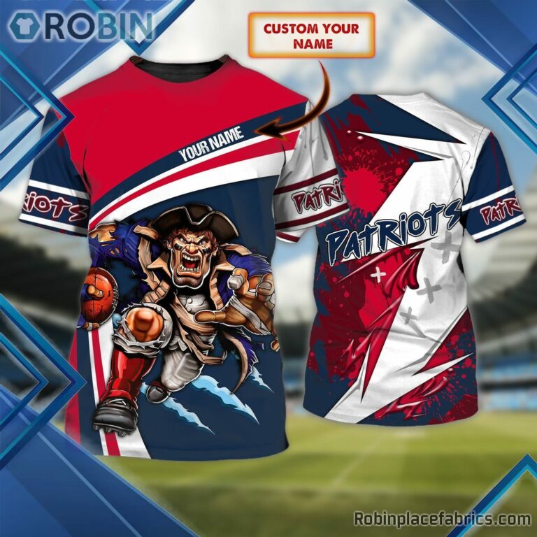 New England Patriots Custom Shirt – Custom Name Rushing AOP 3D T Shirt