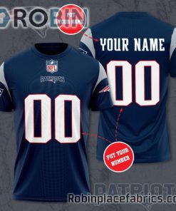 New England Patriots Custom Shirt – Personalized Name & Number Football 3D All Over Print T – Shirt