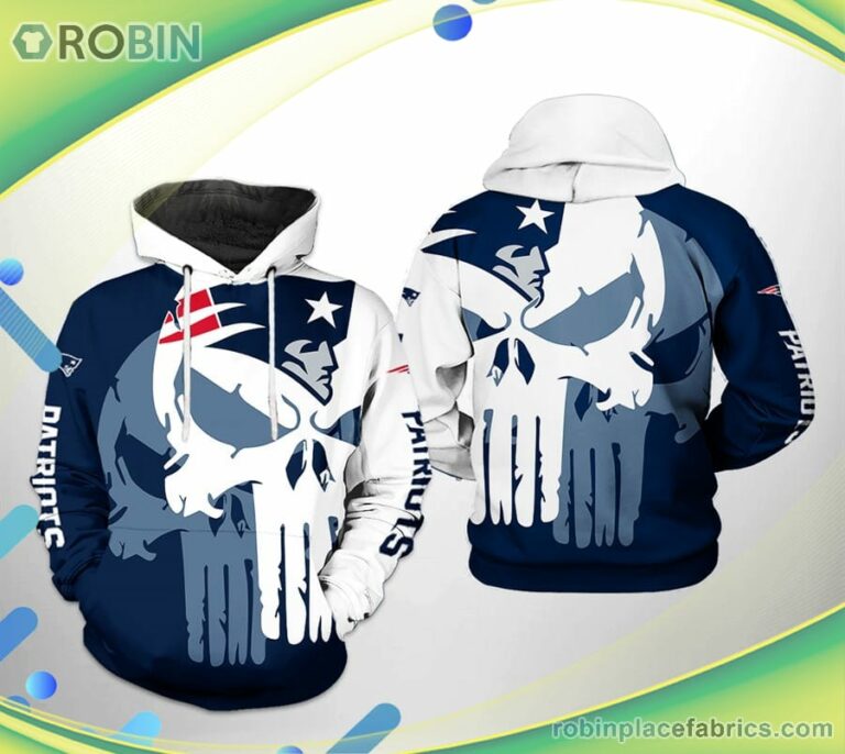 New England Patriots Nfl Team Skull 3d Printed Hoodie