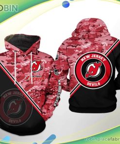 New Jersey Devils Nhl Camo Team 3d Printed Hoodie