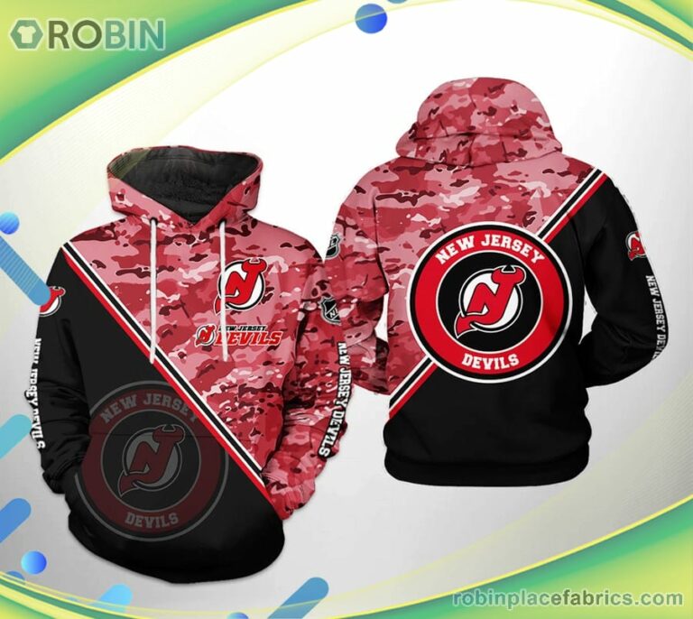New Jersey Devils Nhl Camo Team 3d Printed Hoodie