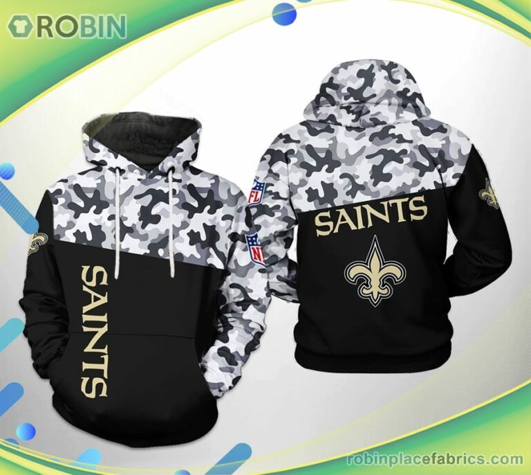 New Orleans Saints Nfl Camo Veteran Team 3d Printed Hoodie