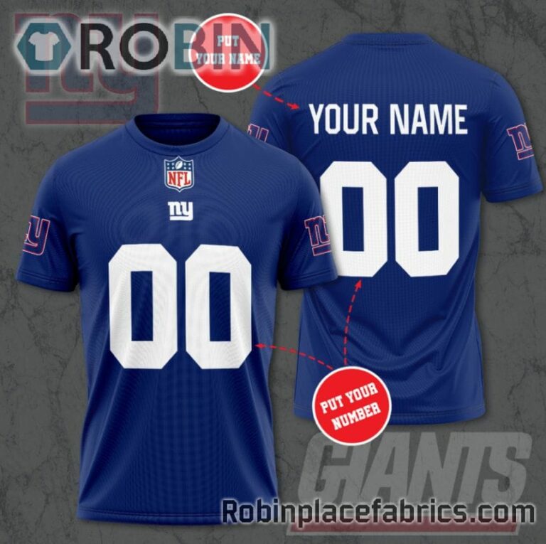 New York Giants Custom Shirt – Personalized Name & Number Football 3D All Over Print T – Shirt