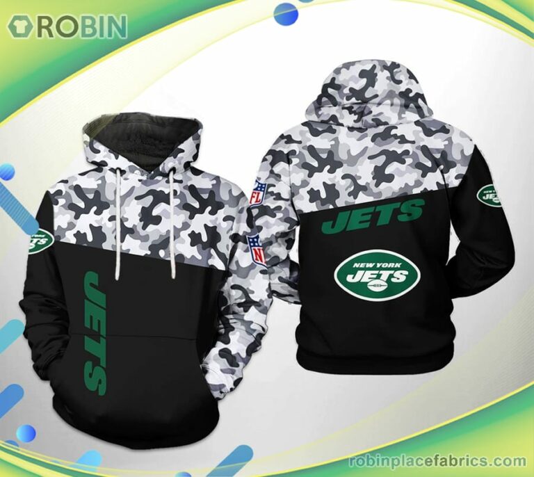 New York Jets Nfl Camo Veteran Team 3d Printed Hoodie