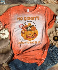 No Diggity About To Bag It Up Bleached T-Shirt – Funny Halloween Pumpkin Bleached Shirt
