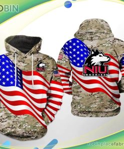 Northern Illinois Huskies Ncaa Us Flag Camo Veteran 3d Printed Hoodie