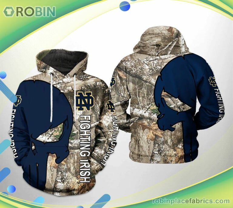Notre Dame Fighting Irish Ncaa Camo Veteran Hunting 3d Printed Hoodie